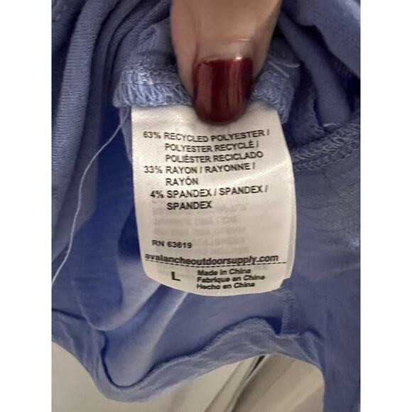 Avalanche Blue Slub Jersey Tee With Shaped Hem Women’s Sz L Gorpcore Hiking NWT - Picture 6 of 8